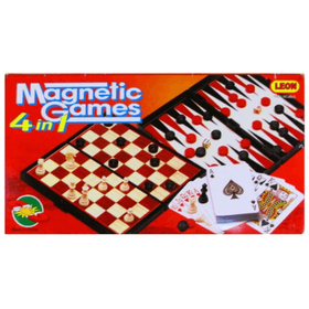 Игровой набор (4 в 1) - шахматы, шашки, нарды, карты