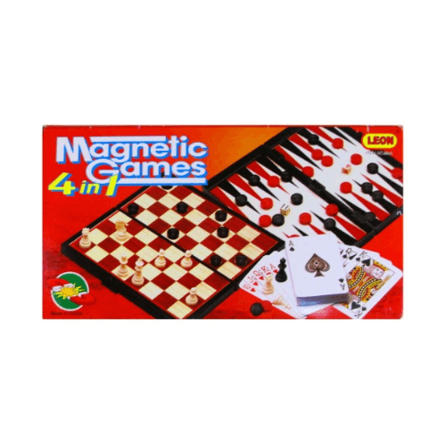 Игровой набор (4 в 1) - шахматы, шашки, нарды, карты