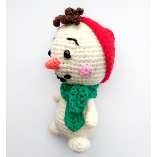 Вязаная игрушка СНЕГОВИК НОВОГОДНИЙ купить